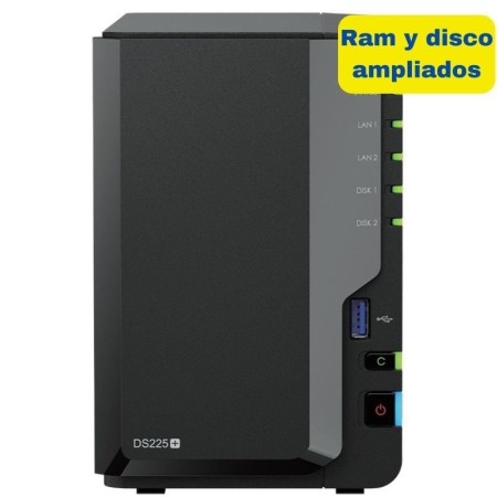 NAS Synology Diskstation DS225+/ 2 Bahías 3.5″- 2.5″/ 6GB DDR4/ 8TB/ Formato Torre