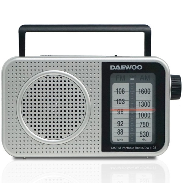 Radio Portátil Daewoo DW1125/ a Pilas/ Gris Metalizado