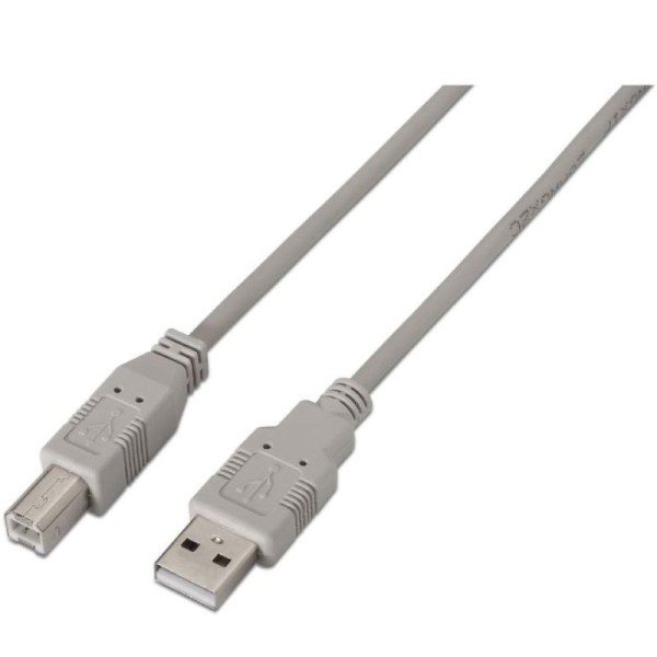Cable USB 2.0 Impresora Aisens A101-0001/ USB Tipo-B Macho - USB Macho/ 1m/ Beige