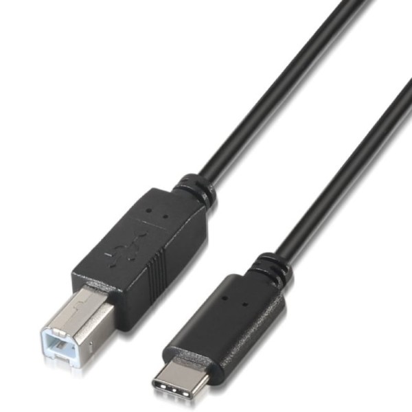 Cable USB 2.0 Impresora Aisens A107-0054/ USB Tipo-C Macho - USB Tipo-B Macho/ 480Mbps/ 2m/ Negro