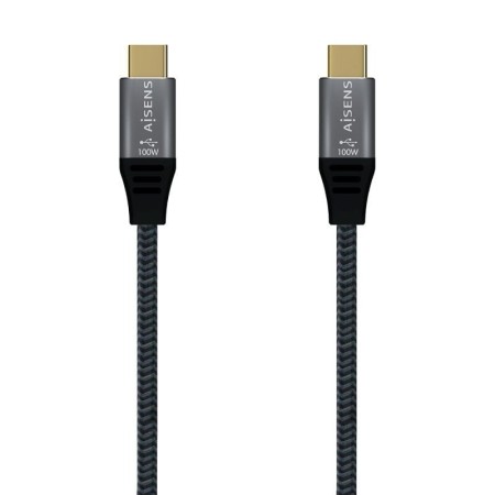 Cable USB 3.2 Tipo-C Aisens A107-0634 20GBPS 5A 100W/ USB Tipo-C Macho - USB Tipo-C Macho/ Hasta 100W/ 20Gbps/ 2m/ Gris