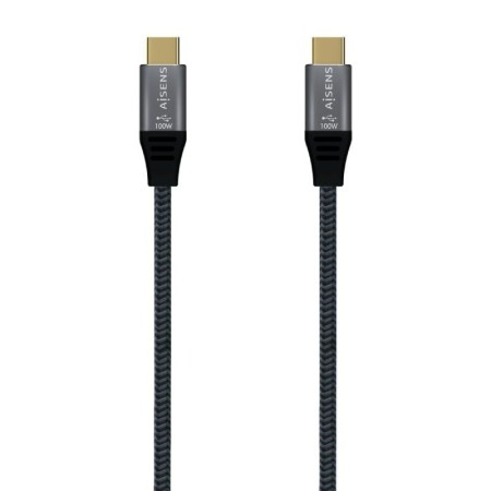 Cable USB 3.2 Tipo-C Aisens A107-0671 20GBPS 100W/ USB Tipo-C Macho - USB Tipo-C Macho/ Hasta 100W/ 20Gbps/ 1m/ Gris
