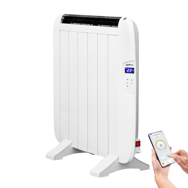 Yoevu - radiador eléctrico bajo consumo - 4 elementos - 900 w - temporizador - programable - mando a distancia - pantalla lcd - 