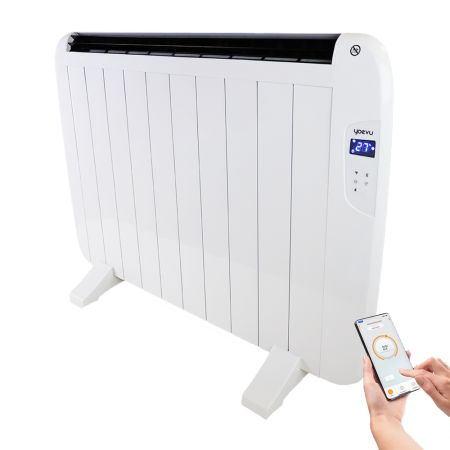 Yoevu - radiador eléctrico bajo consumo - 10 elementos - 1500 w - temporizador - programable - mando a distancia - pantalla lcd 