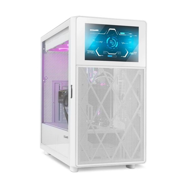 Caja ordenador gaming nox hummer bios atx cristal templado lcd 8″ blanco