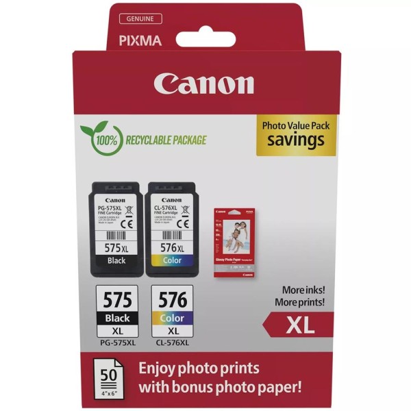 Multipack cartucho tinta canon pg 575xl  cl 576xl  papel fotografico