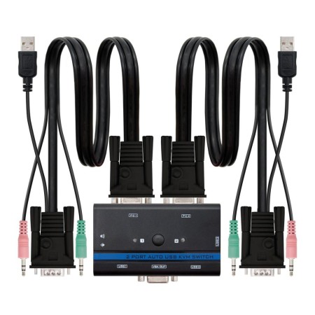 Conmutador kvm nanocable vga usb 1u - 2pc熦 - negro