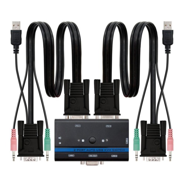 Conmutador kvm nanocable vga usb 1u - 2pc熦 - negro