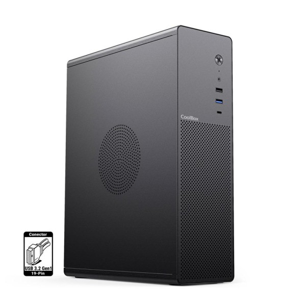 Caja ordenador coolbox matx slim t100 usb - c 3.2 gen1 full metal s - fte + 1 vent. 90mm