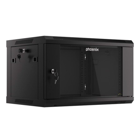 Armario rack phoenix 6u 600x450x368 auto - ensamblado 19″ hasta 60 kg negro