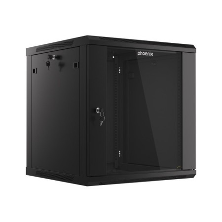 Armario rack phoenix 12u 600x600x640 auto - ensamblado 19″ hasta 60 kg negro
