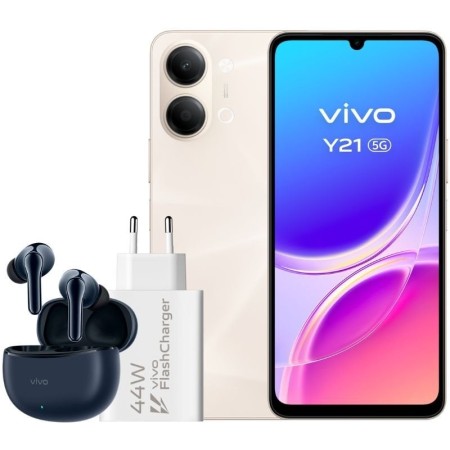 Smartphone Vivo Y21 4GB/ 256GB/ 6.74″/ 5G/ Oro/ Incluye Cargador + Auriculares