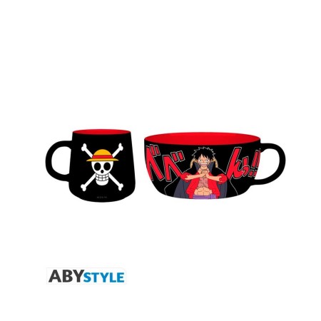 Set taza  bowl abystyle one piece luffy
