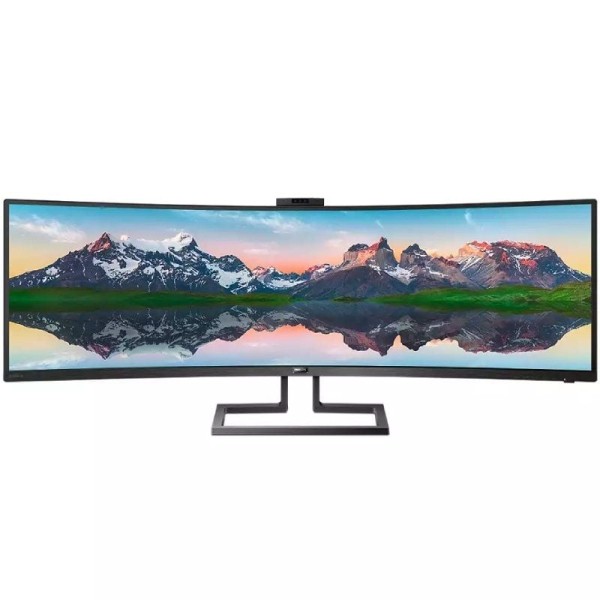 Monitor Profesional Ultrapanorámico Curvo Philips 499P9H 48.8″/ Dual QHD/ Webcam/ Multimedia/ Regulable en altura/ Negro