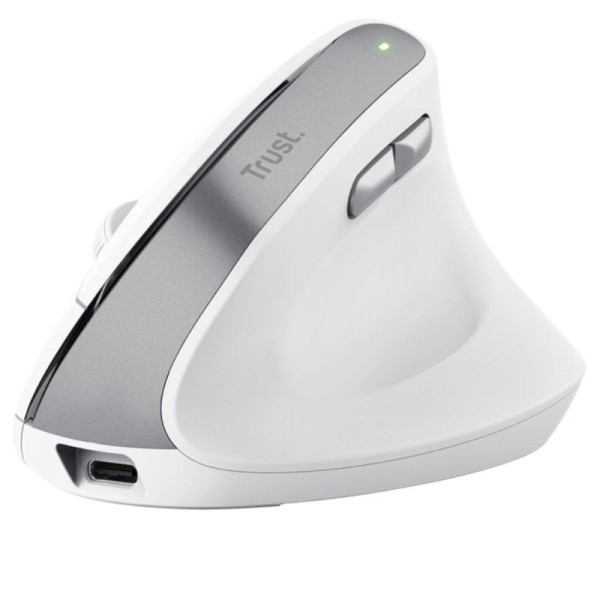 Ratón Vertical Inalámbrico Trust Bayo II/ Batería recargable/ Hasta 2400 DPI/ Blanco