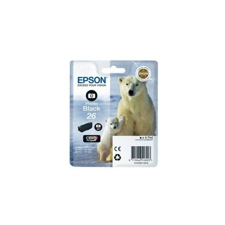 Cartucho tinta epson t261140 negro photo black 26 xp - 600 - 605 - 700 - 800 - oso polar