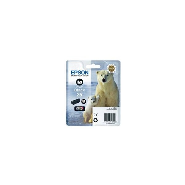 Cartucho tinta epson t261140 negro photo black 26 xp - 600 - 605 - 700 - 800 - oso polar