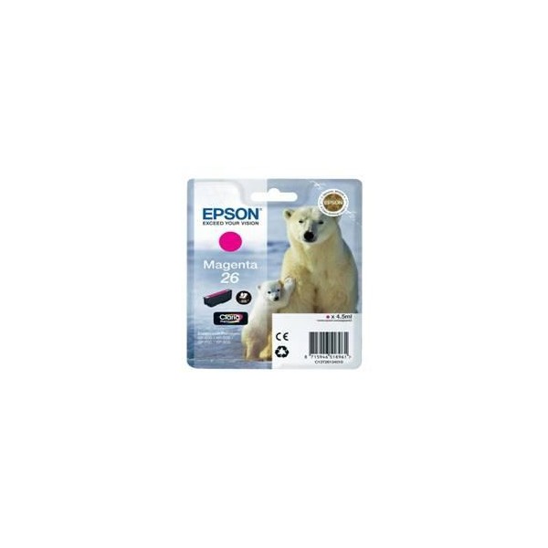 Cartucho tinta epson t261340 magenta photo 26 xp - 600 - 605 - 700 - 800 - oso polar