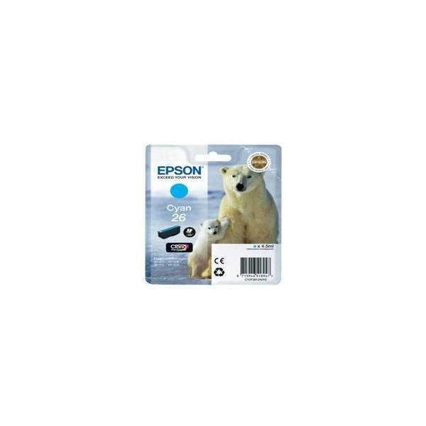 Cartucho tinta epson t261240 cyan 26 xp - 600 - 605 - 700 - 800 - oso polar
