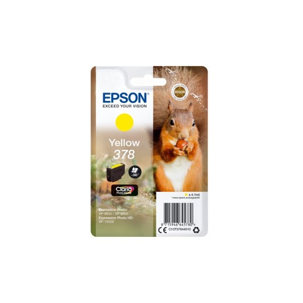Cartucho tinta epson c13t37844010 singlepack amarillo 378 claria photo hd ink xp - 8500 ardilla