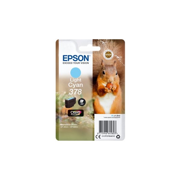 Cartucho tinta epson c13t37854010 singlepack light cyan 378 claria photo hd ink xp - 8500 ardilla
