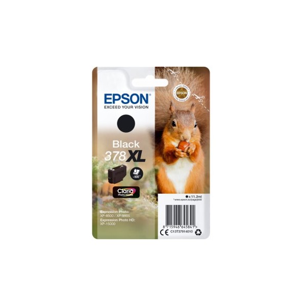 Cartucho tinta epson c13t37914010 singlepack negro 378xl claria photo hd ink ardilla