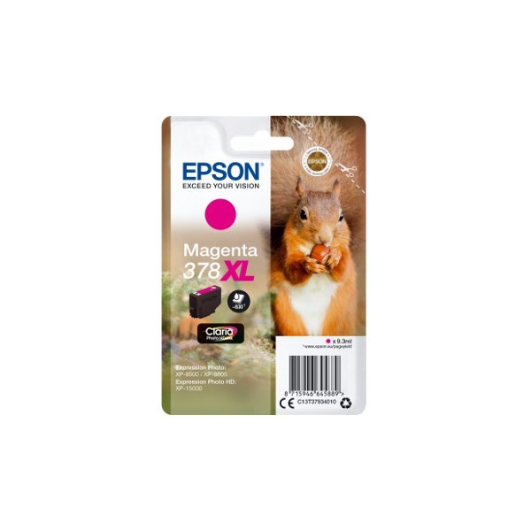 Cartucho tinta epson c13t37934010 singlepack magenta 378xl claria photo hd ink ardilla