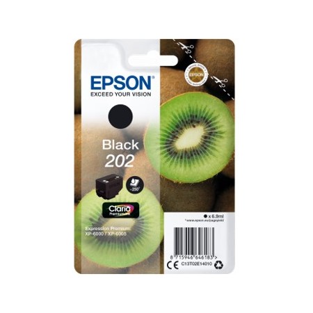 Cartucho tinta epson c13t02e14010 singlepack negro 202 claria premiun ink xp - 6000 - xp - 6005 - kiwi