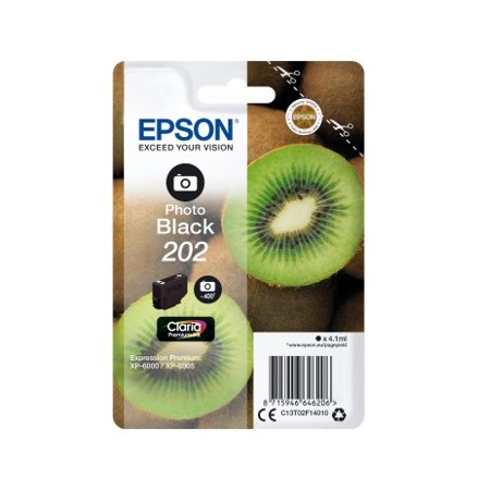 Cartucho tinta epson c13t02f14010 singlepack foto negro 202 claria premium ink xp - 6000 - xp - 6005 - kiwi
