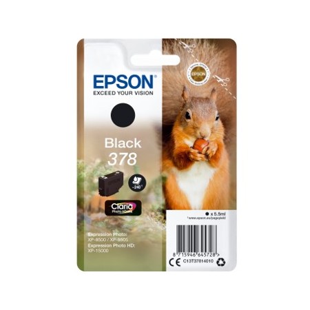 Cartucho tinta epson c13t37814010 singlepack negro 378 claria photo hd ink xp - 8500 ardilla