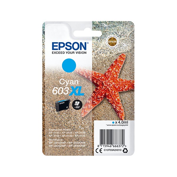 Cartucho tinta epson c13t03a24010 singlepack cian 603xl estrella de mar