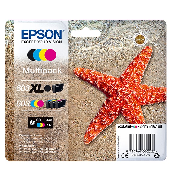 Multipack cartucho tinta epson 603xl c13t03a94010 negro - cian - amarillo - magenta - estrella de mar