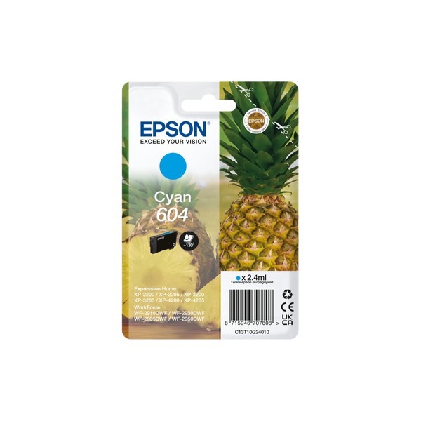 Cartucho epson 604 cian c13t10g24010 xp2200 wf - 2910 piña