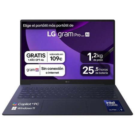 Portatil lg gram pro 16z90ts - g u9 - 288v - 32gb - ssd 1tb - 16 pulgadas - w11h