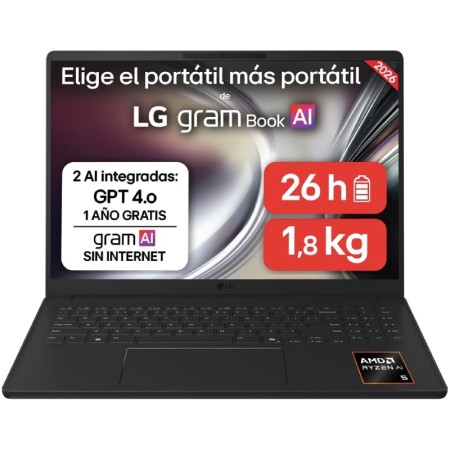 Portátil LG Gram 16UD55U-G.AX85BN Ryzen AI 7 445/ 32GB/ 512GB SSD/ 16″/ Sin Sistema Operativo