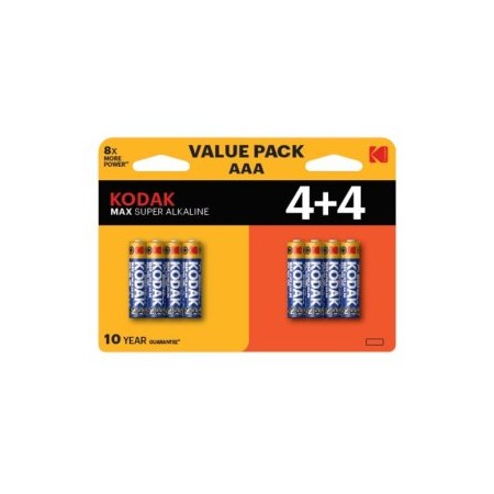 PILAS AAA KODAK MAX ALCALINA LR3 PACK 8 (4+4) UNIDADES 1150 mAh 1.5V (ecotasas incluidas)