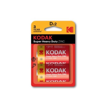 PILAS LR20 D KODAK EXTRA HEAVY DUTY ZINC PACK 2 UNIDADES 6000 mAh 1.5V (ecotasas incluidas)