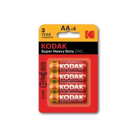 PILAS AA KODAK EXTRA HEAVY DUTY ZINC LR6 PACK 4 UNIDADES 1050 mAh 1.5V (ecotasas incluidas)
