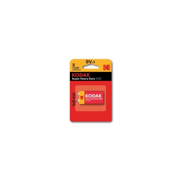 PILAS 9V KODAK EXTRA HEAVY DUTY ZINC 9V 1 UNIDAD 250 mAh 1.5V (ecotasas incluidas)