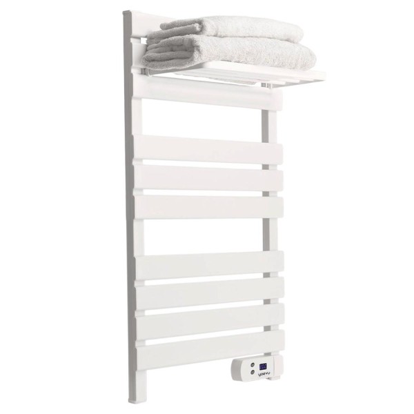Yoevu - kit radiador toallero 500 | 1500 w mas repisa extra con ganchos - color blanco