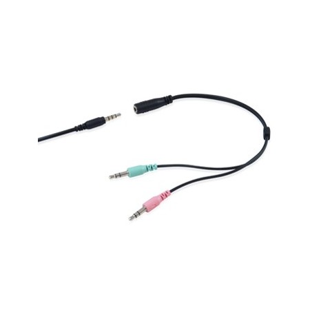 Auricular equip life microfono jack 3.5mm ( incluye adaptador 1 a 2 jacks ) negro