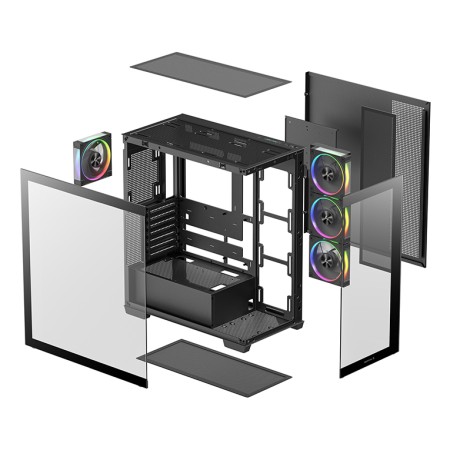 Caja ordenador gaming atx deepcool cg580v2 cristal templado negro