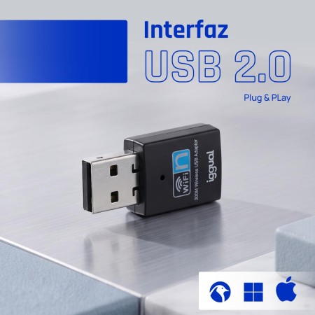 iggual Adaptador USB Wifi 300 Mbps mono 2.4GHz