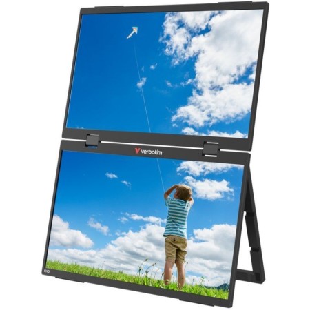 Monitor Portátil Táctil Verbatim Duo Essentials 15.6″ + 15.6″/ Full HD/ Multimedia/ Negro