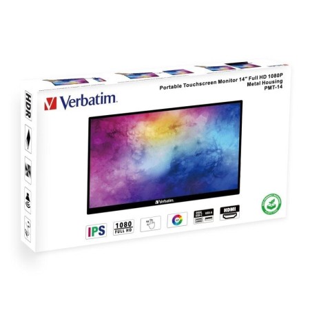 Monitor Portátil Táctil Verbatim PMT-14 14″/ Full HD/ Multimedia/ Negro