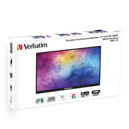 Monitor Portátil Táctil Verbatim PMT-14 14″/ Full HD/ Multimedia/ Negro