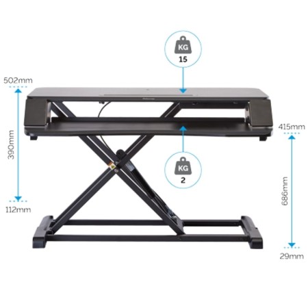 Soporte de Sobremesa Elevable Fellowes Sit-Stand Lotus Corsivo/ hasta 15kg/ Negro