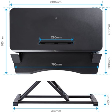 Soporte de Sobremesa Elevable Fellowes Sit-Stand Lotus Corsivo/ hasta 15kg/ Negro