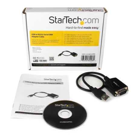 Cable usb tipo a a rs232 db9 startech 0.3m - macho - macho - negro