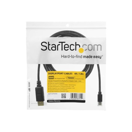 Cable mini dp a displayport startech 1.8m - macho - macho - negro